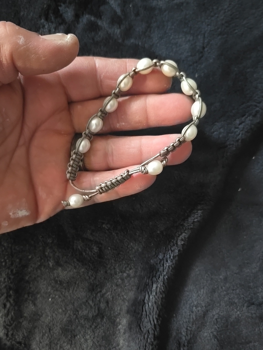 Freshwater Pearl Macramé Bracelet - White Pearls